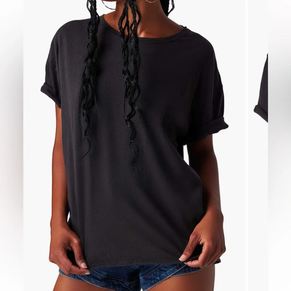 Free People NWT Nina Oversized Crewneck Short Sleeve 100% Cotton T-Shirt small - Picture 11 of 15